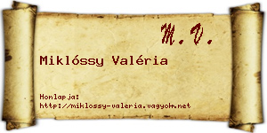 Miklóssy Valéria névjegykártya